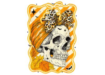 Fall autumn skull fall bow halloween skeleton png