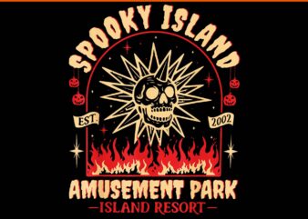 Spooky Island Est 2002 Amusement Park Skull Halloween PNG