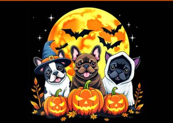 French Bulldog Halloween PNG, Dogs Witch Ghost Halloween PNG