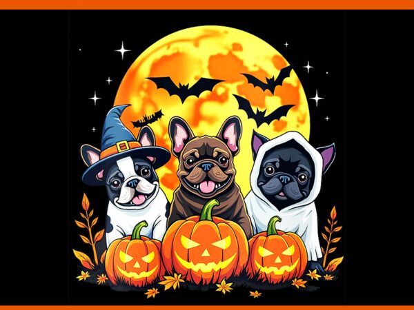 French bulldog halloween png, dogs witch ghost halloween png t shirt graphic design