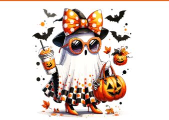 Ghost Pumpkin Halloween PNG, Cute Ghost Girl PNG