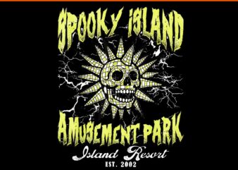 Spooky Island Est 2002 Amusement Park Skull Halloween PNG, Spooky Island Amusement Park Island Resort PNG