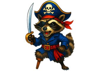 Pirate raccoon spooky halloween png, pirate raccoon png, raccoon halloween png