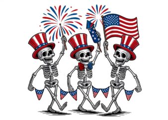 Skeleton dancing 4th of july png, skeleton 4th of july png