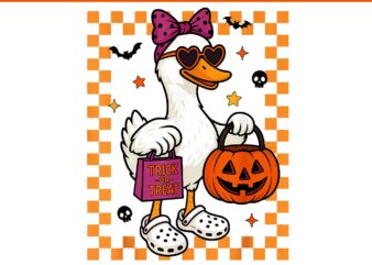 Halloween Goose Ghost Bow Coquette Trick Or Trick PNG, Halloween Goose PNG