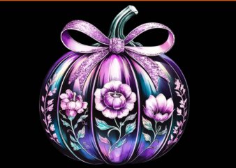 Sparkly pumpkin floral coquette bow pumpkin png