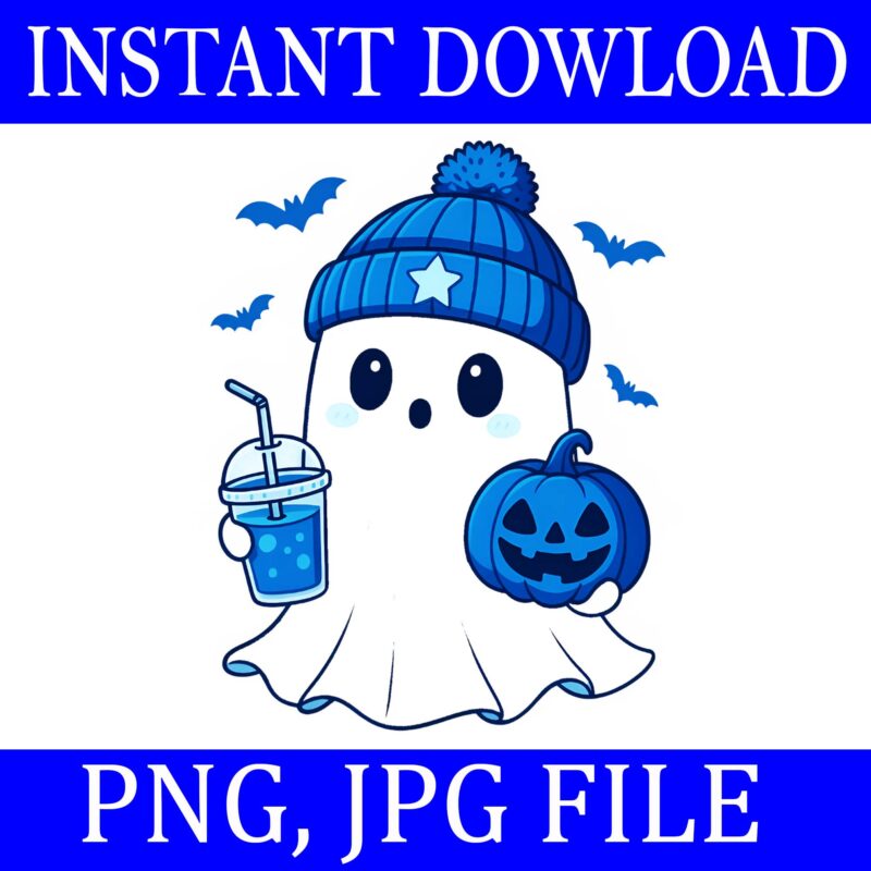 Halloween Cute Ghost Drink Pumpkin PNG, Halloween Ghost PNG