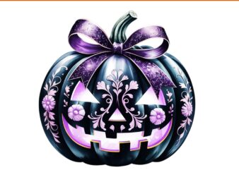 Sparkly pumpkin floral coquette bow pumpkin png