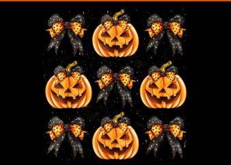 Coquette Bow Pumpkin Spooky Halloween PNG, Coquette Bow Pumpkin PNG, Pumpkin Bow PNG