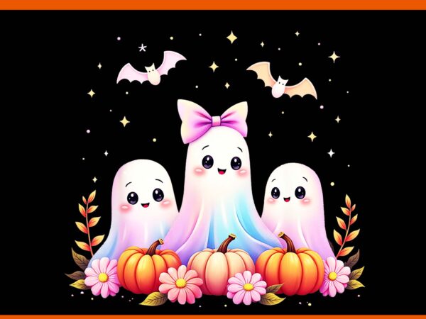 Ghost coquette bow fall pumpkin spooky season png t shirt design template