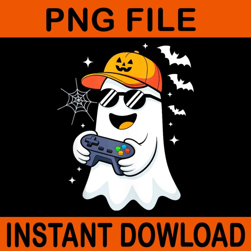 Ghost Gamer Halloween PNG, Gaming Halloween PNG, Ghost Gamer Halloween PNG