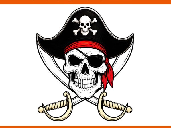 Skull pirate jolly roger flag halloween png, skull pirate png, pirate halloween png t shirt template vector