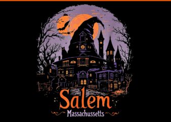 Vintage Salem Massachusetts Halloween PNG
