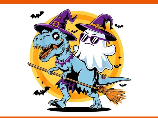 Dinosaur t rex and ghost halloween png, dinosaur halloween png t shirt vector illustration
