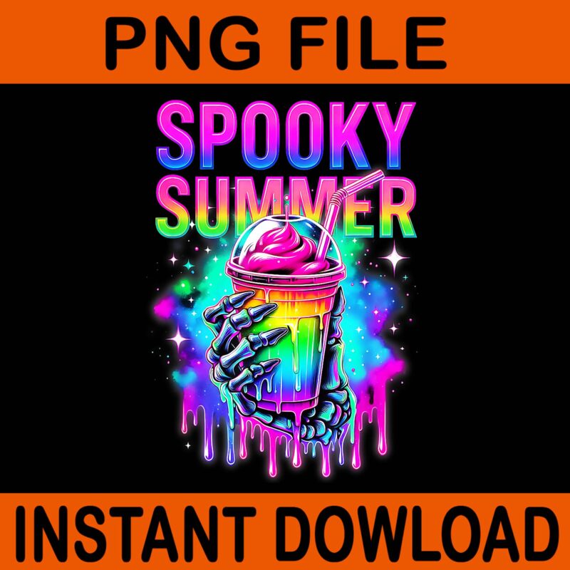 Skeleton Party Summerween Vibes SPOOKY SUMMER Drinks PNG
