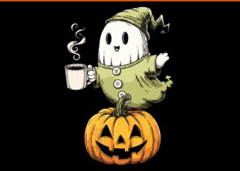 Ghost Pumpkin Coffee Halloween PNG, Ghost Coffee Halloween PNG