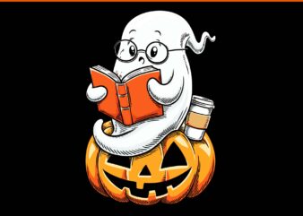 Ghost Reading Book Cozy Halloween PNG, Ghost Read Book PNG