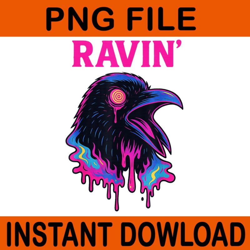Ravin Raven Rave Party Techno EDM Raver Psychedelic PNG