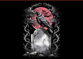 Raven bird gothic png, raven art cemetery fantasy png