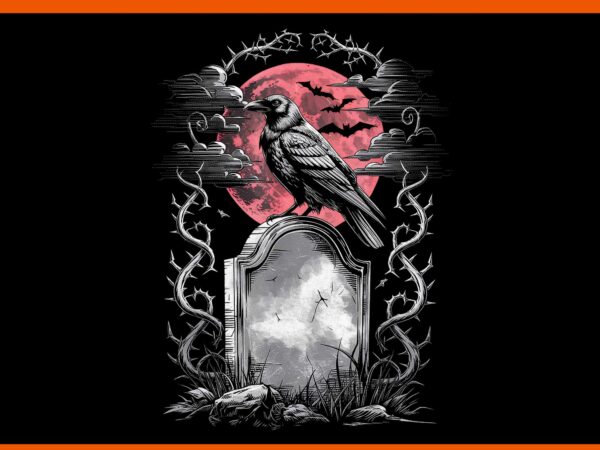 Raven bird gothic png, raven art cemetery fantasy png t shirt design online