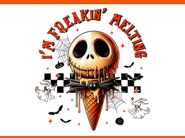 I’m freaking-melting ice cream halloween spooky ghost png t shirt design for sale