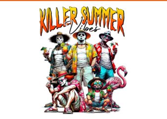 Killer Summer Vides Horror PNG, Vintage Horror Summer Vibes PNG, Horror Halloween Summerween Beach PNG