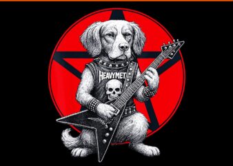 Brittany Spaniel Heavy Metal Guitar Rock Dog PNG, Guitar Rock Dog PNG