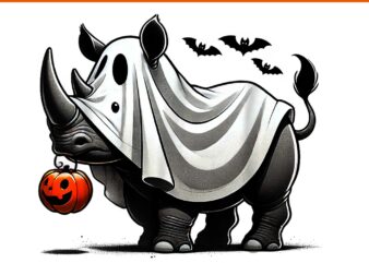 Rhino ghost halloween png, rhinoceros jackolantern png, rhino ghost png