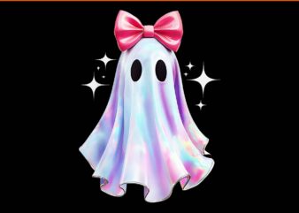 Pastel galaxy ghost halloween png, ghost coquette bow png