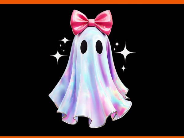 Pastel galaxy ghost halloween png, ghost coquette bow png t shirt illustration
