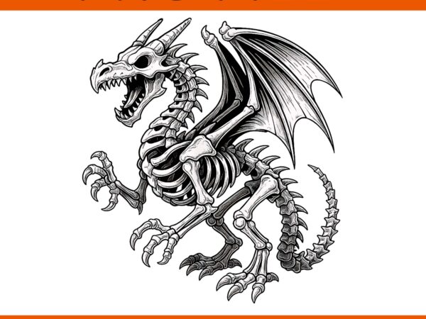 Dragon skeleton halloween png t shirt vector illustration