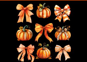 Retro Fall Coquette Bow Pumpkin Autumn PNG, Coquette Bow Pumpkin Halloween PNG
