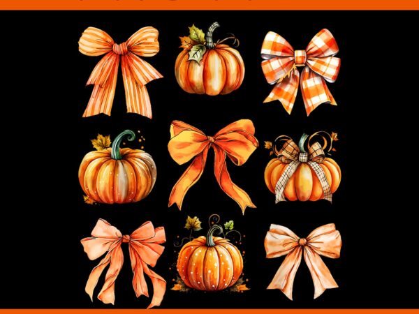 Retro fall coquette bow pumpkin autumn png, coquette bow pumpkin halloween png t shirt design online