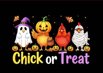 Chick Or Treat Halloween Witch Spooky Chicken Farmer PNG, Chick Or Treat Halloween PNG
