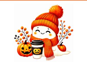 Ghost Pumpkin Spice Halloween Fall Drink PNG