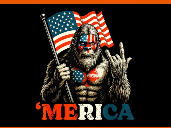 Bigfoot merica rock patriotic american flag 4th of july png, bigfoot merica png t shirt template