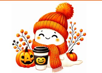 Ghost Pumpkin Spice Cup Halloween Fall Drink PNG