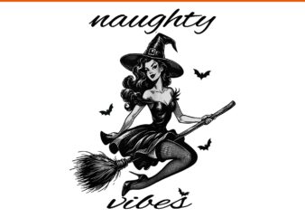 Witch Naughty Vibes Halloween Flying PNG