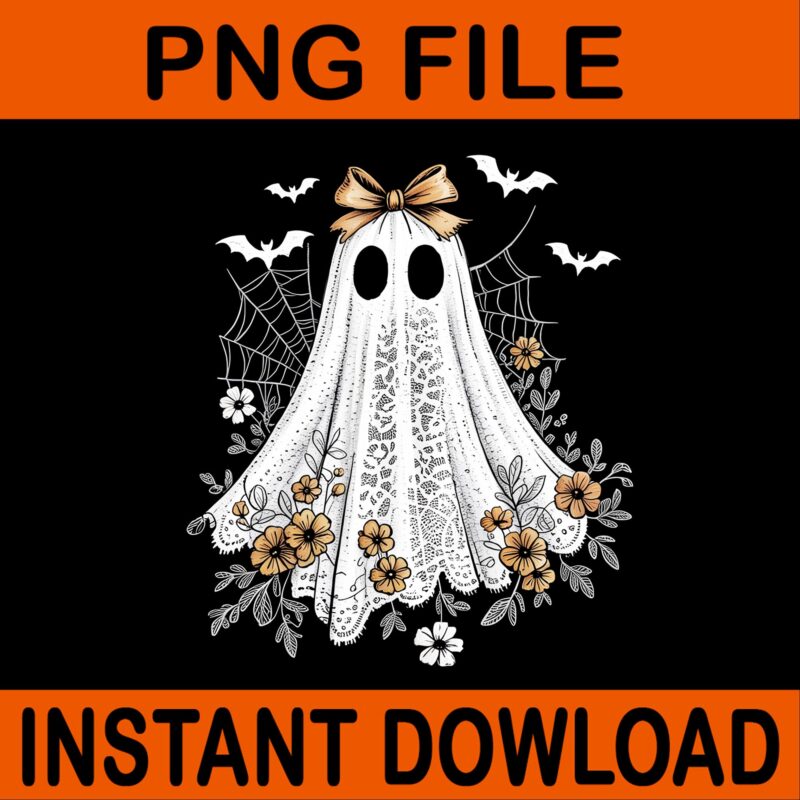 Coquette Ghost Halloween Flower Ghost Spooky Lace PNG