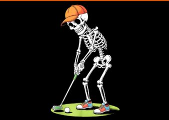 Halloween Golfer Skeleton PNG, Golf Player Skeleton Halloween PNG
