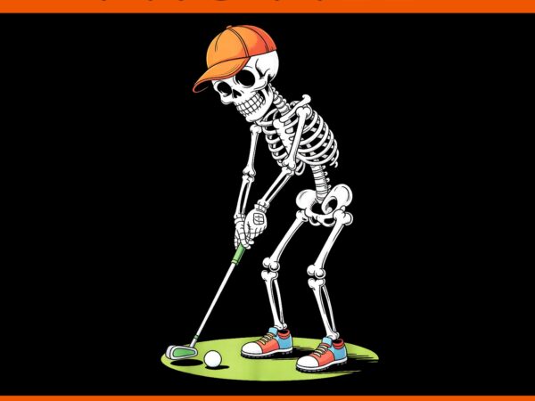 Halloween golfer skeleton png, golf player skeleton halloween png graphic t shirt