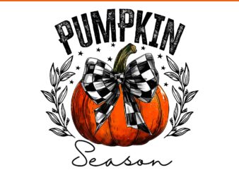 Pumpkin Season Checkered Coquette Bow Autumn PNG, Pumpkin Season Halloween PNG