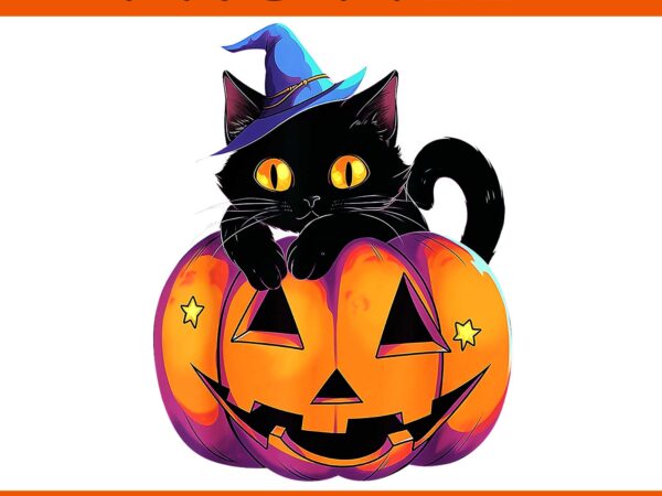 Retro black cat pumpkin halloween png t shirt design online