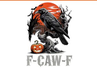 F-Caw-F Raven Gothic Crow black Bird Halloween PNG