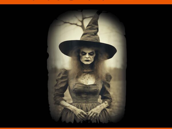 Vintage horror witch creepy gothic halloween png t shirt vector art