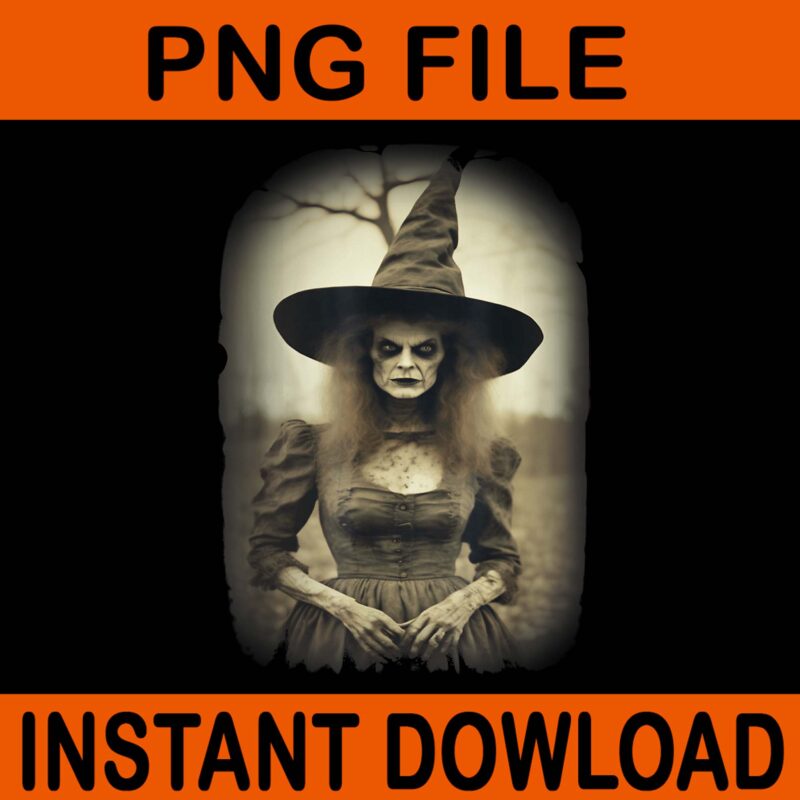Vintage Horror Witch Creepy Gothic Halloween PNG