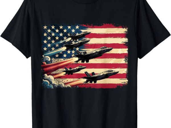 Vintage american flag usa fighter jets 4th of july patriotic t-shirt