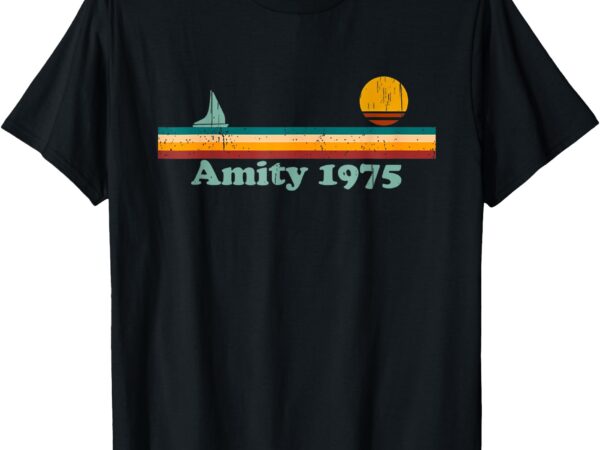Vintage amity 1975 sunset retro sailboat beach t-shirt