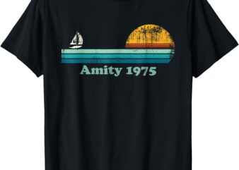 Vintage Amity 1975 Sunset Retro Sailboat Summer Vibes T-Shirt
