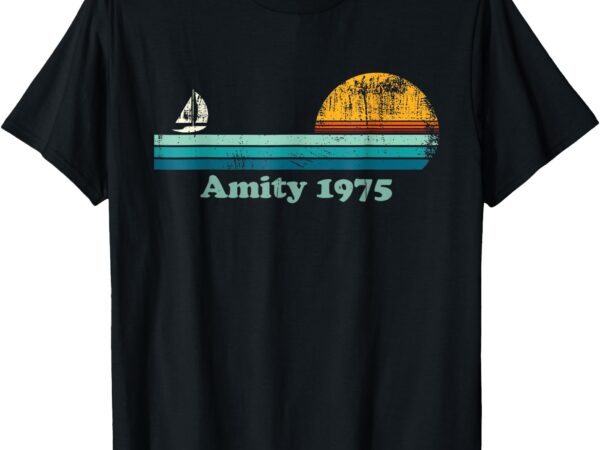 Vintage amity 1975 sunset retro sailboat summer vibes t-shirt